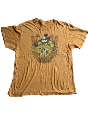 Disneyland Resort Mickey Mouse Graphic Tee Orange Retro Vintage T-Shirt Casual